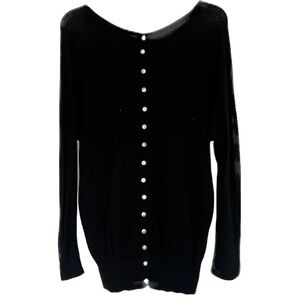 Eastside Westside Black Cotton Sweater with Snaps On Back & On Sleeves Size M
